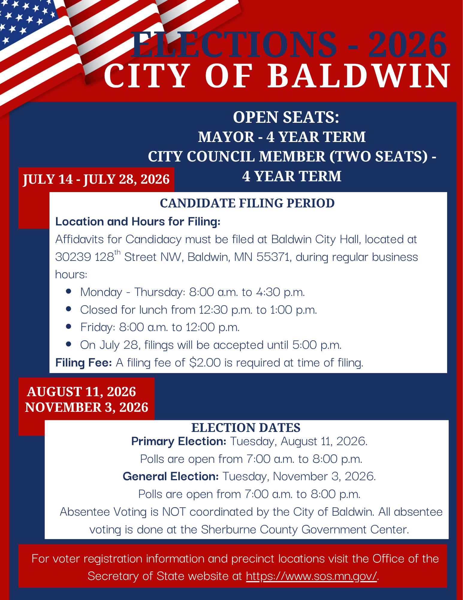 Election Event Schedule Flyer - 2026
